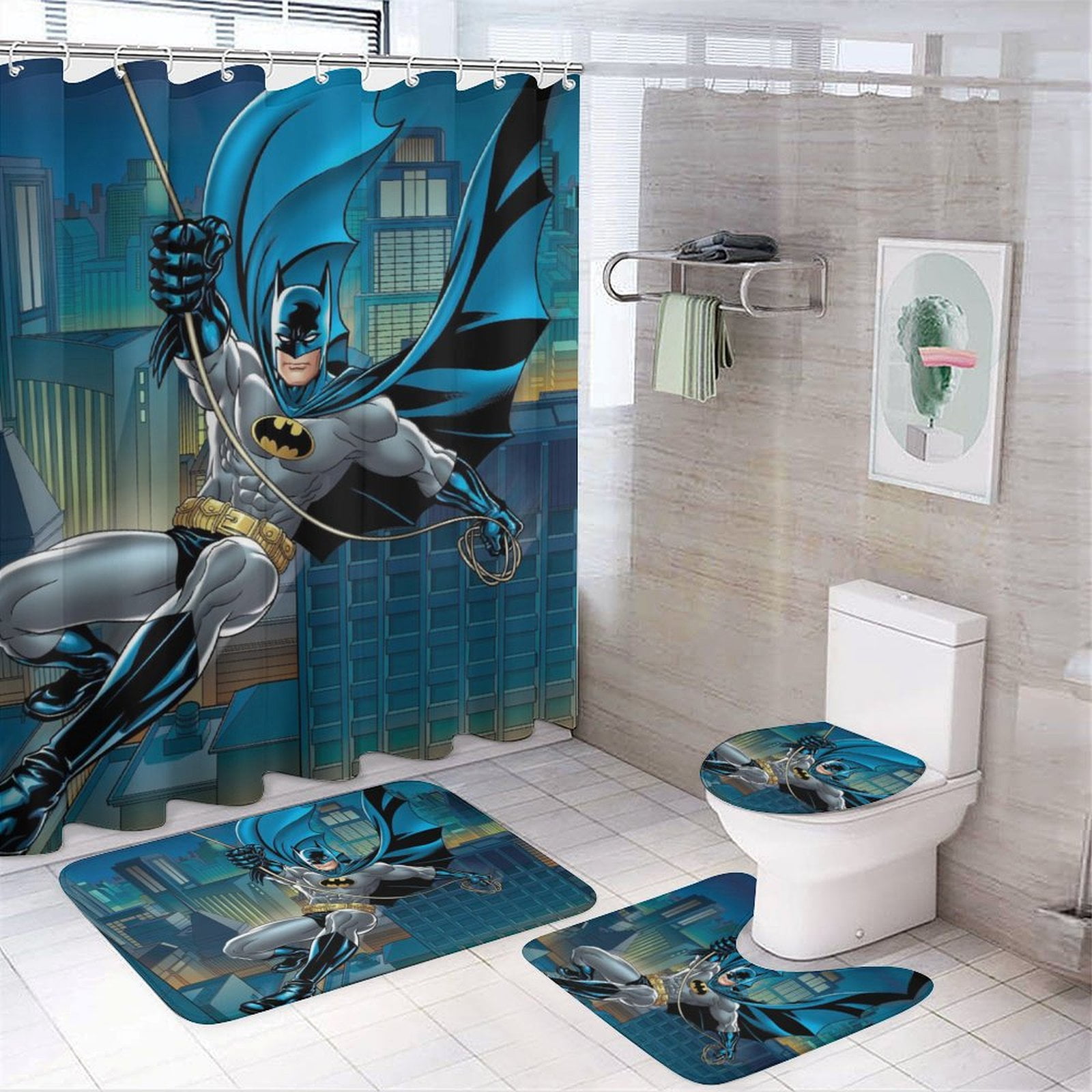 Nightmare Before Christmas Decor Funny Halloween Bathroom Decorations, Set  Of 4 Toilet Seat Cover Sets Christmas Bathroom Set, image size:1600x1600