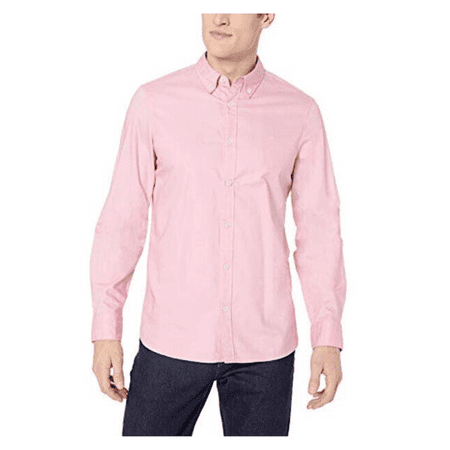 Calvin Klein Men's, Oxford Long Sleeve Cotton Stretch Casual Shirt, Pink, S