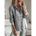 thumbnail image 6 of Biezeib Women's Spring Autumn Casual Shirt Long Sleeve Solid Color Ruffle Collar Button Up T-shirt, 6 of 6