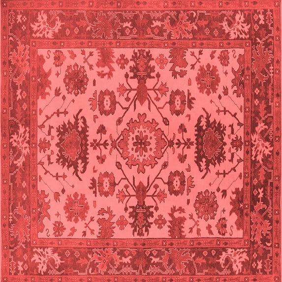 Ahgly Company Indoor Square Oriental Red Industrial Area Rugs, 4' Square