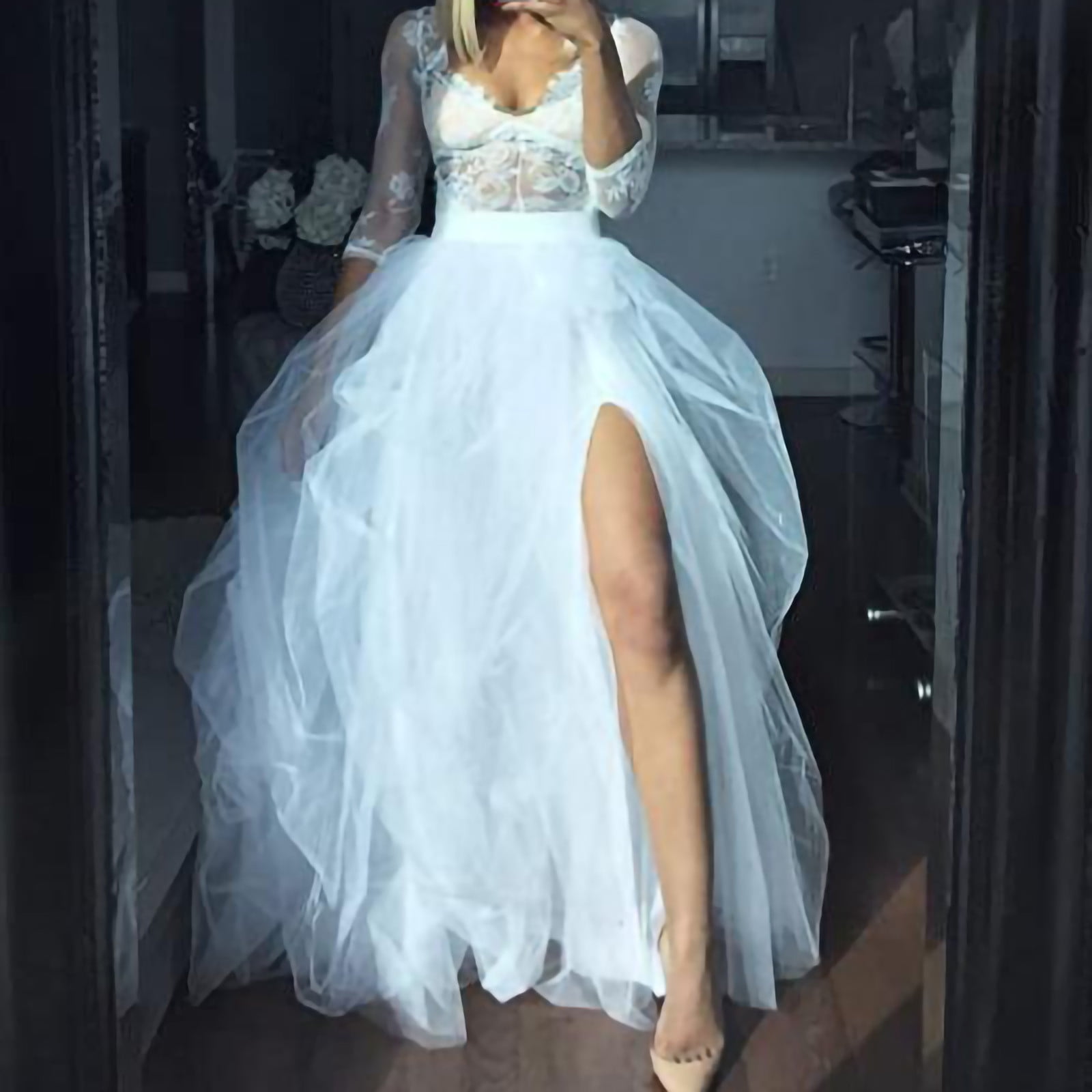 Blue tulle maxi skirt deals