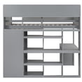 thumbnail image 6 of Bellemave Twin Size Loft Bed with Wardrobes and Desk, Wood Loft Beds Frame with Storage Shelves and Cabinet, High Loft Bed for Bedroom (Gray), 6 of 9