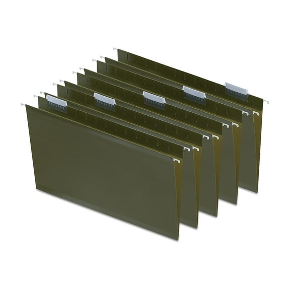 Staples Recycled Reinforced Hanging File Folders 5-Tab Lgl Std Gn 25/BX 726595