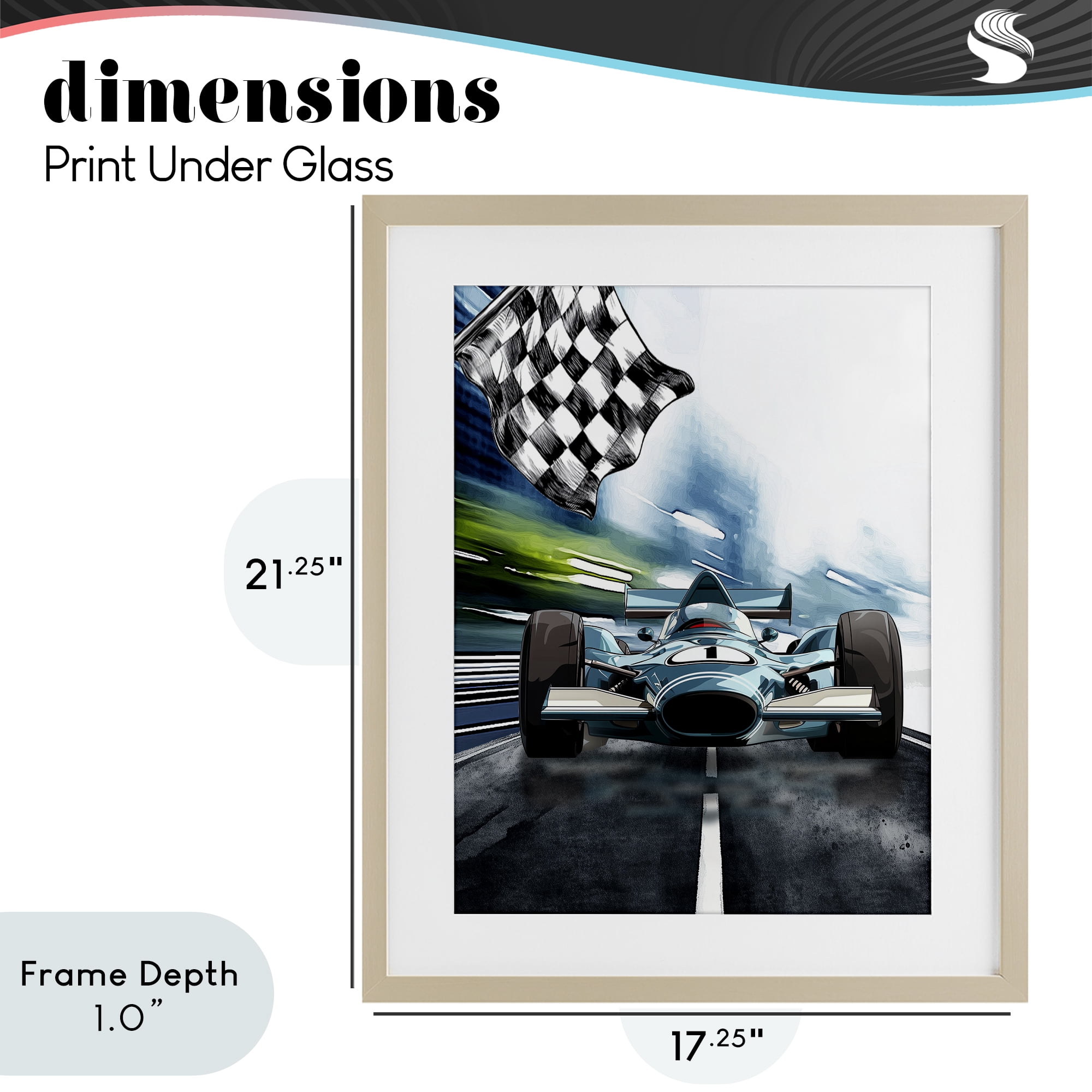 Stupell Industries Racecar Set Go Birch Framed Print Under Glass, design by Christine Simpson Art