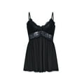 thumbnail image 5 of Fartey Women's Chemise Night Gown Lace V Neck Sleepwear Spaghetti Strap Sleevelees Nightgown Loose Casual Short Nightdress Black S, 5 of 9