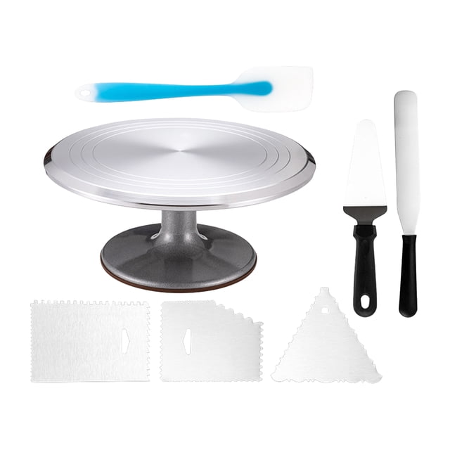 Kit de 7 piezas para decoración de tartas, espátula para crema y plato giratorio para tartas, para hornear
