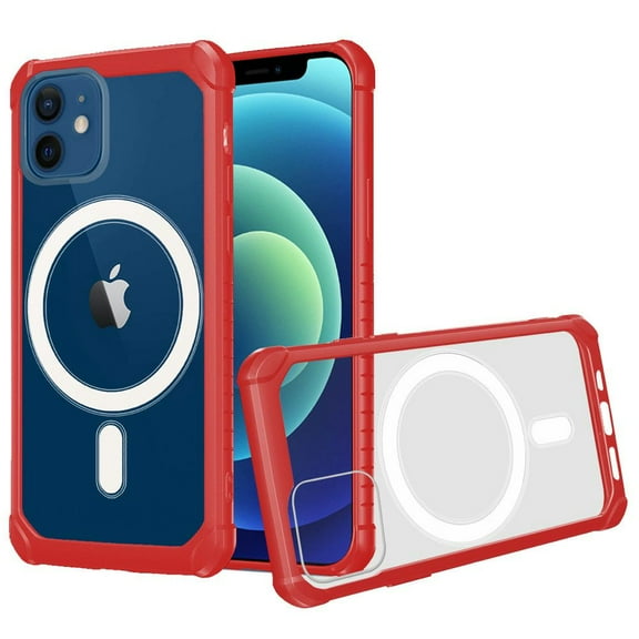 Apple iPhone 12 Mini (5.4") Phone Case Compatible with MagSafe Charger Hybrid TPU Bumper Armor Rubber Hard Back Protective Cover for iPhone 12 Mini ,by Xcell [Red]