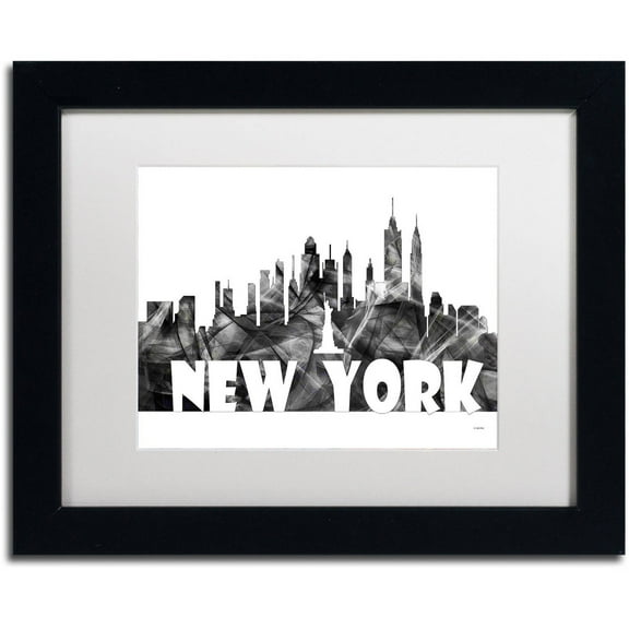 Trademark Fine Art 'New York New York Skyline BG-2' Canvas Art by Marlene Watson, White Matte, Black Frame
