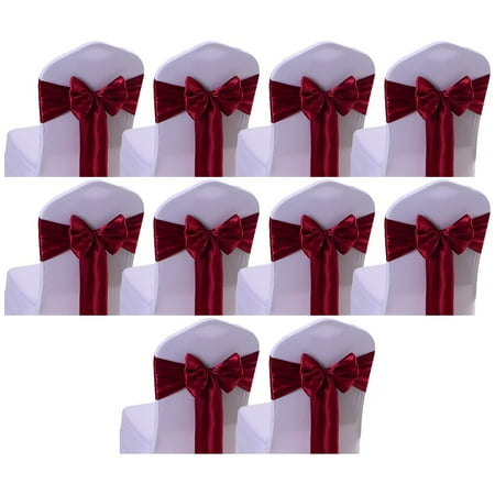 

10 Pcs Chair Sashes Satin Chair Cover Bands for Wedding Party Hotel Decorations- Kitchen Dining & Bar