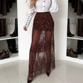 thumbnail image 5 of Women's Two Layer Sequin Tulle Skirt, High Elastic Waist Mesh Overlay Skirt with Bodycon Shorts Inside, Party Maxi Skirt for Evening, Prom and Formal Events Wine L, 5 of 9