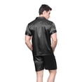 thumbnail image 3 of Tony & Candice Men's Classic Short Sleeve Satin Pajama Set Adult Sleepwear (M,Black), 3 of 4