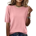 thumbnail image 2 of Short Sleeve Sweater Womens Cute Summer Dressy Tops Business Casual Loose Vacation 2026 Light pink M, 2 of 7