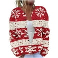 thumbnail image 3 of QATAINLAV Red Woman Plus Size Sweaters Cute Christmas Graphic Knit Cardigans Casual Button Up Long Sleeve Sweater Tops, L, 3 of 6