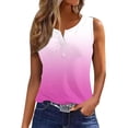 thumbnail image 2 of LSLJS Women's Summer Gradient Color Button Round Neck Sports for Outer Wear Slim Short Top Round Neck, Womens Tank Tops, 2 of 7