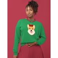 thumbnail image 2 of Royal Corgi Smiling Royal Crown Sweatshirt Women -Image by Shutterstock, Female Small, 2 of 4