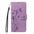 thumbnail image 3 of TECH CIRCLE Wallet Case For iPhone 11, Emboss Flower Premium PU Leather Magnetic Card Slots Flip Protective Kickstand Case with Wrist Strap for Apple iPhone 11 6.1" 2019,Purple, 3 of 8