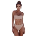 thumbnail image 2 of Wuxian 2 Piece Swimsuit For Women Bandeau Bandage Bikini Set Tube Seamless Solid Color Off The Shoulder Push-Up Tops High Waist Hipster Bikini Sets Swimwear Stylish Beachwear,Pink,M, 2 of 4