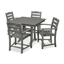 POLYWOOD La Casa Cafe 5-Piece Farmhouse Trestle Arm Chair Dining Set in Slate Grey