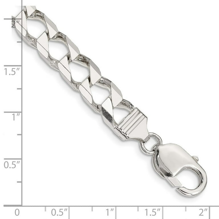 925 Sterling Silver 8.6mm Polished Open Curb Chain Bracelet 8 Inch
