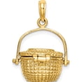 thumbnail image 4 of 14K Yellow Gold 3-D Nantucket Basket Moveable Lid Charm (16 X 16.9) Made In United States k7803, 4 of 5
