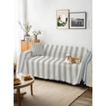 thumbnail image 3 of Blue Striped Couch Cover for 2 Cushion Sofa, Modern Farmhouse Stripes Rustic Washable Loveseat Sofa Covers Slipcover for Sectional Sofas L-Shaped, Couch Throw Cover 71"x118", 3 of 9