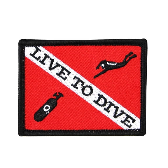 Scuba Fanatic "Live to Dive" Apparel Patch Sport & Recreation Iron-On Applique