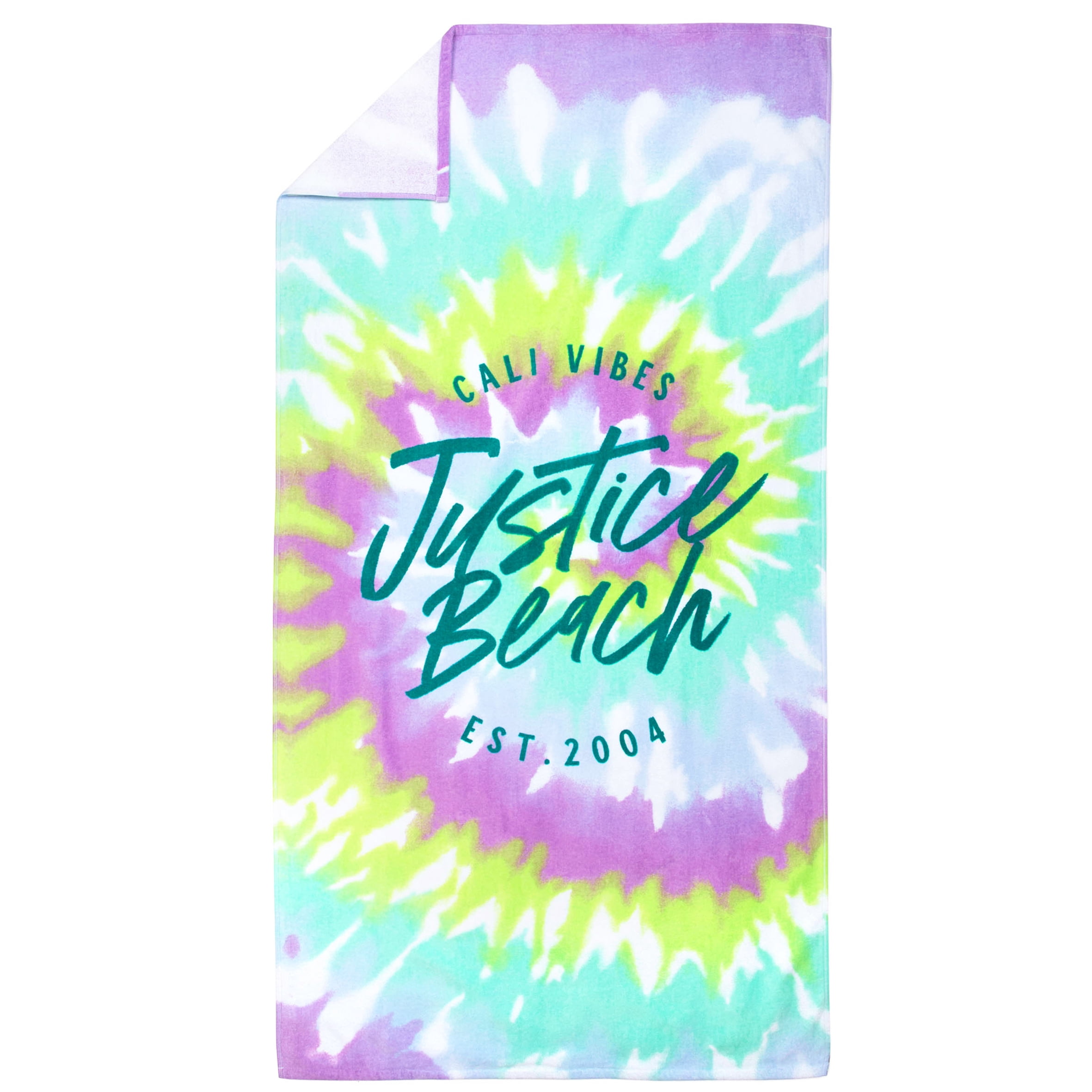 Justice Beach Towel, 100% Cotton, 64 x 34, Mint Spiral