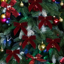 Viflosae Christmas Decorations Indoor 24pcs Burgundy Small Velvet Christmas Bows For Christmas Tree Wreath Gift Wrap Crafts Wedding Party Bows For Snack Bags Baking Candy Bags Home Decoration