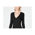 thumbnail image 2 of INC International Concepts Women's Petite V-Neck Top Black Size Petite, 2 of 3