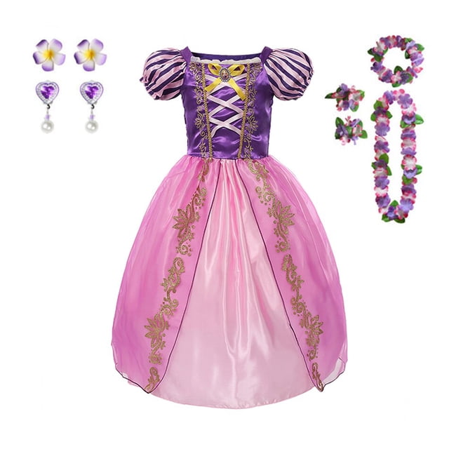Disney vestido de princesa Rapunzel para niños, conjunto de disfraces enredados, ropa de fantasía para fiesta de cumpleaños, Carnaval y Halloween