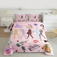 thumbnail image 2 of Manfei Music Themed Queen Comforter Set,Fashion Musical Band Bedding Sets,Electric Guitar Tape Bedding Comforter Set For Girls Teens,Super Cozy Room Decor Reversible,3pcs, 2 of 8