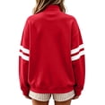 thumbnail image 4 of Women Varsity Sweatshirt Long Sleeve Casual Oversized Pullover Striped Sleeve Loose Fit Athletic Top, 4 of 4