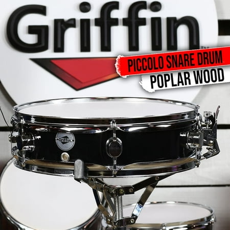 Griffin Piccolo Snare Drum - 13"x3.5 Black Acoustic Percussion Poplar Wood Shell