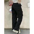 thumbnail image 4 of Women's High Waisted Cargo Pants - Baggy Y2K Wide Leg Pants with Pockets, Warm Thermal Streetwear for Winter Christmas New Year Outfits, 4 of 6