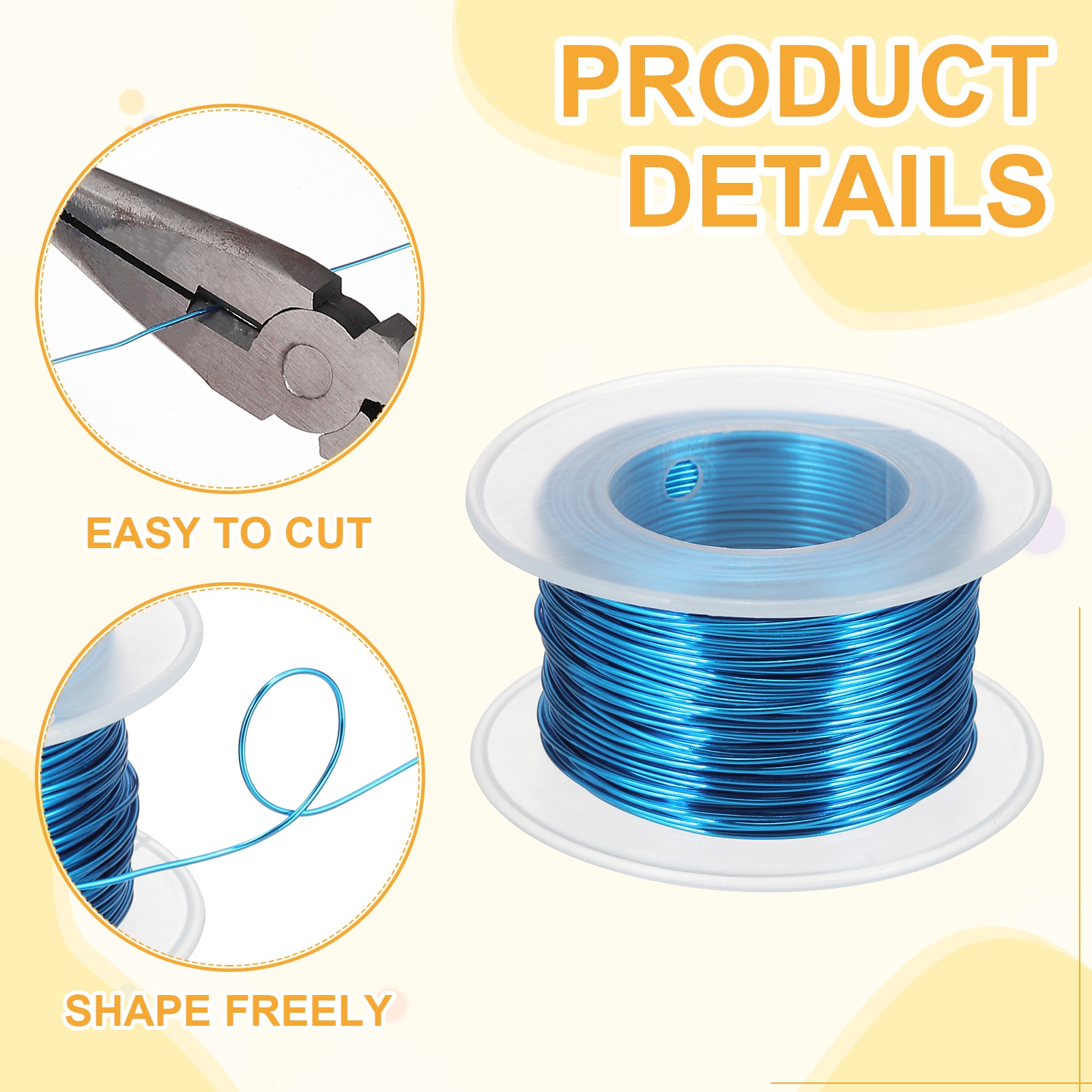 Uxcell Anodized Aluminum Wire for Jewelry Craft Making, Bendable Flexible Wire Blue 20 Gauge