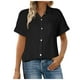 thumbnail image 1 of Camisa de manga corta con botones y textura para mujer: blusa informal de corte holgado para el trabajo, 1 of 6
