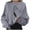 Grey, variant on Womens Zip Up Hoodies Winter Fall Comfy Crew Neck Long Sleeve Rolled One Shoulder Feather and Bird Print Leisure Polyester Sweatshirts(Black,XXL)