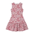 thumbnail image 5 of Cocktail Dresses for Women Crew Neck Casual Sleeveless Printed Tunic Pleated Semi Formal Floral Mini Dress for Spring Summer Red S-2XL, 5 of 5