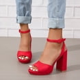 thumbnail image 3 of SACFOF Platform Heels for Women Chunky Heels Sandals Comfy Peep Toe Ankle Buckle Slingback Block Heeled Sandals, 3 of 5