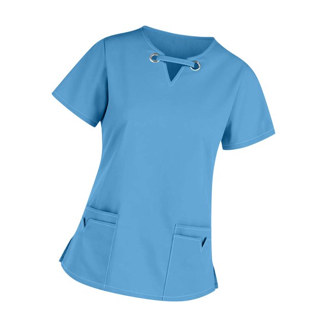 Top exfoliante para mujer, Top exfoliante para enfermera, profesional, cómodo con bolsillos, Top exfoliante para enfermería, ropa de trabajo para SPA, Azul claro L