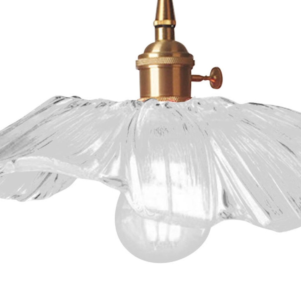 Sinyiin Decorative Flower Glass Chandelier Hanging Lamp Ceiling Light for Restaurant Kitchen Bedside Easy to Installation