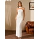 thumbnail image 5 of Vestido largo HTZMO elegante ajustado de verano con cuello halter blanco M, 5 of 7