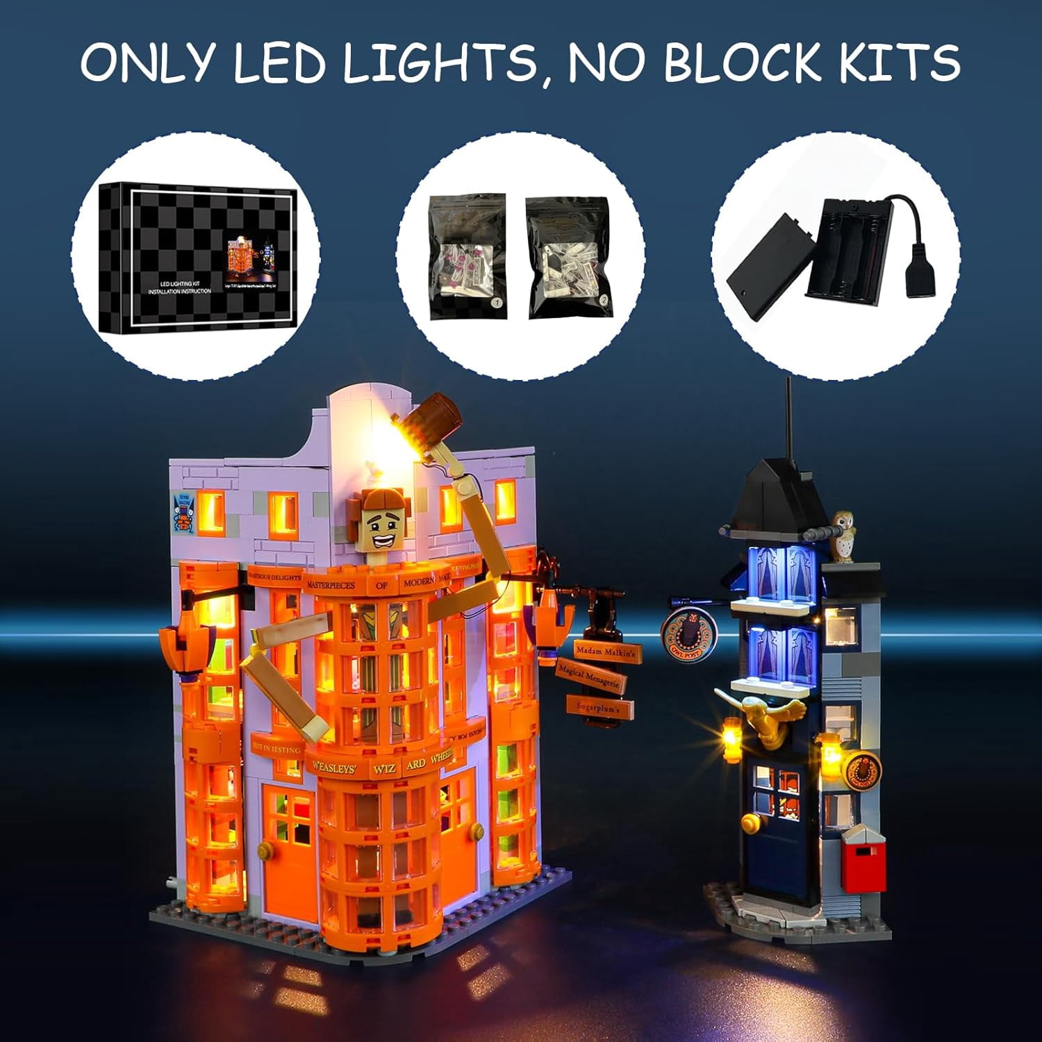 LED Light Kit for Lego 76422 Diagon Alley: Weasleys' Wizard Wheezes Set, Compatible with Lego 76422 Building Blocks Model(Not Include Blocks Set)