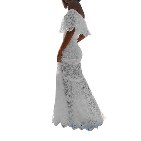 

RYDCOT Women Sling Cross Wedding Beach Elegant Party Evening Lace Dress