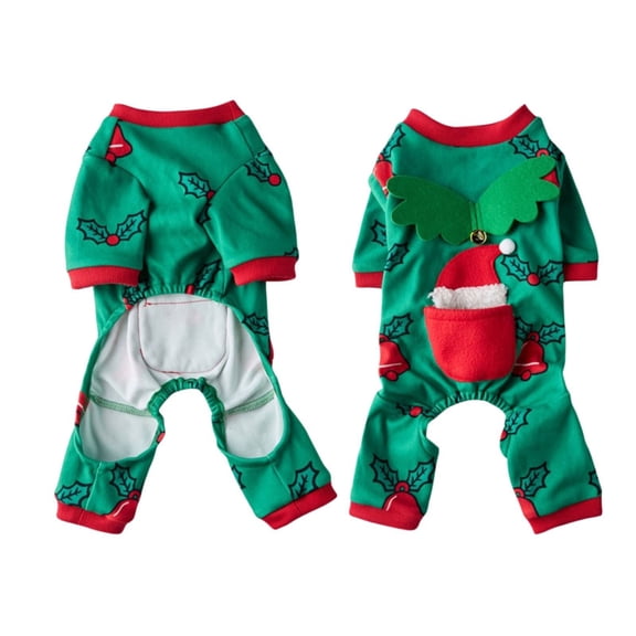 Christmas Dog Pajamas Soft Jumpsuit with Angel Wing Design Holiday Pjs for Small Dogs Cats Puppy Outfit Winter Onesies Pet Clothes for Photoshoot Party Wear New Year Apparel