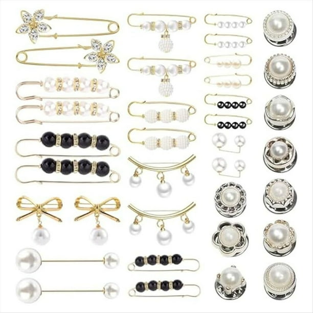 36 Piezas de Broche de Perlas para Suéter, Chal, Sombrero, Broche de Perlas de Imitación, Decoración de Cintura para Mujeres, Broche de Perlas Que Se Ajusta