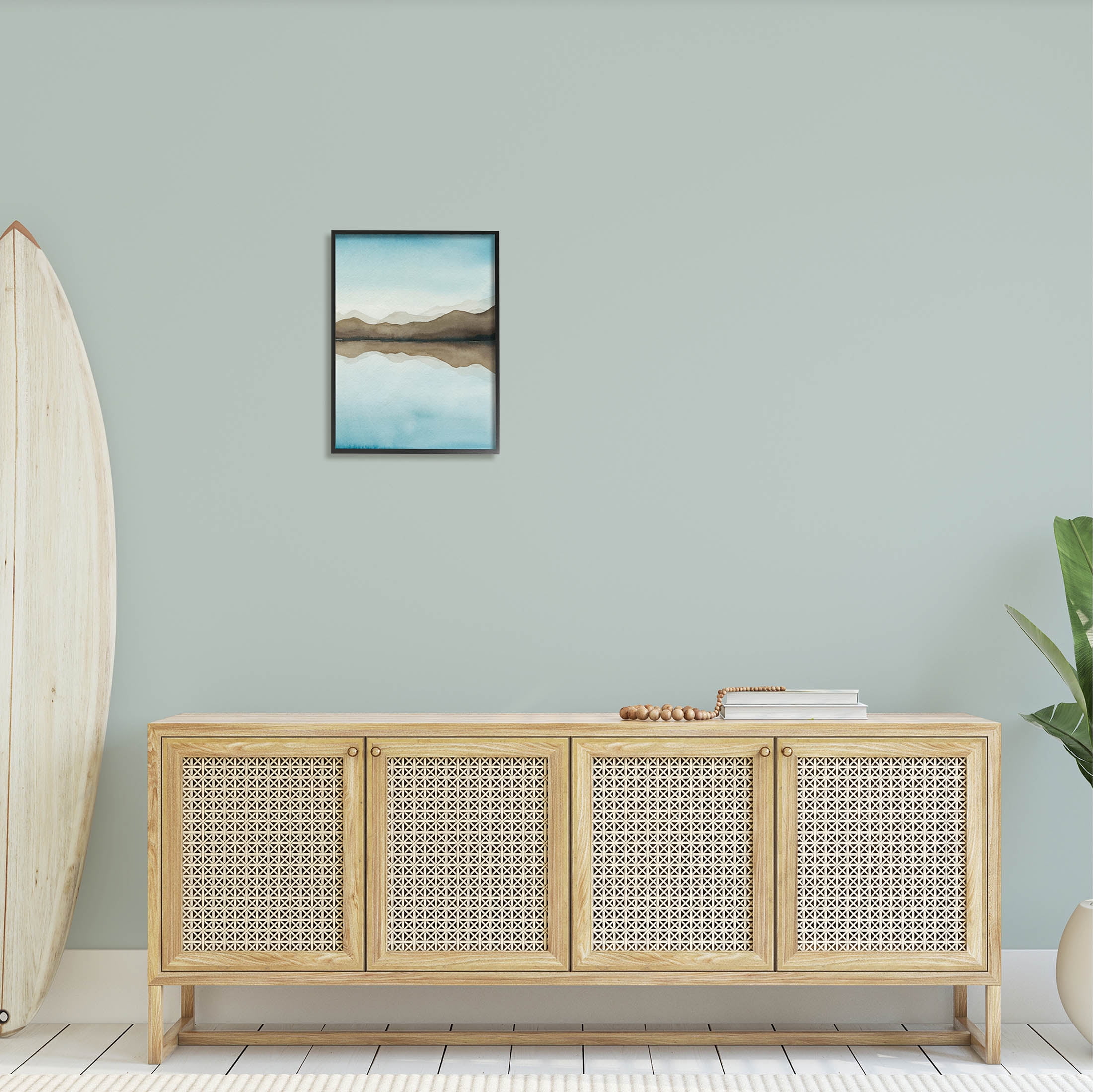 Stupell Industries Lakeside Mountains Reflection Landscape Painting Black Framed Art Print Wall Art, Design by Grace Popp