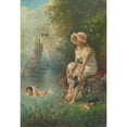 thumbnail image 2 of Hans Zatzka 14x18 Gold Ornate Wood Frame and Double Matted Museum Art Print Titled - Love by the River's Edge, 2 of 4