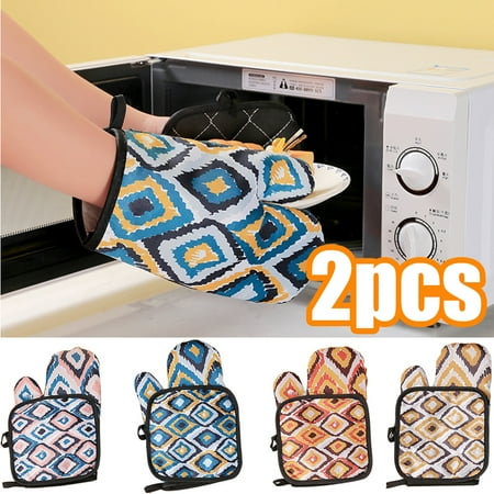 

Cheers.US Cotton Oven Mitts and Pot Holders Set 500 F Heat Resistant Oven Gloves Flexible for Kitchen Cooking Baking Grilling Microwave with Quilted Liner BPA Free Non-Slip