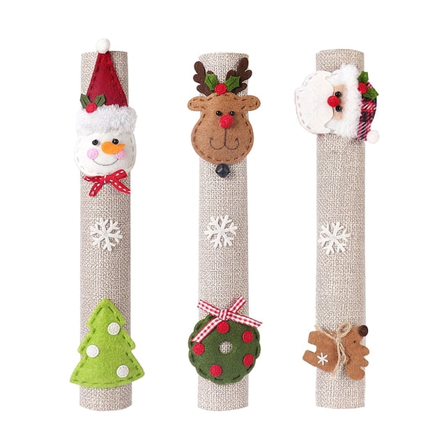 Under 10 Furniture Protection Christmas Home Decorations Father Christmas Snowman Burlap Fridge Handle Sticker Microwave Handle Cover